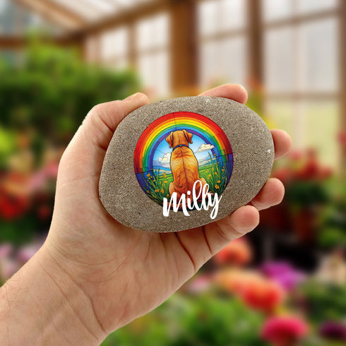 Rainbow Labrador Yellow Personalised Pebble